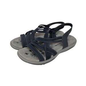 Skechers Women's Reggae Memory Foam Sandals Navy Blue Strappy Shoes Size 6